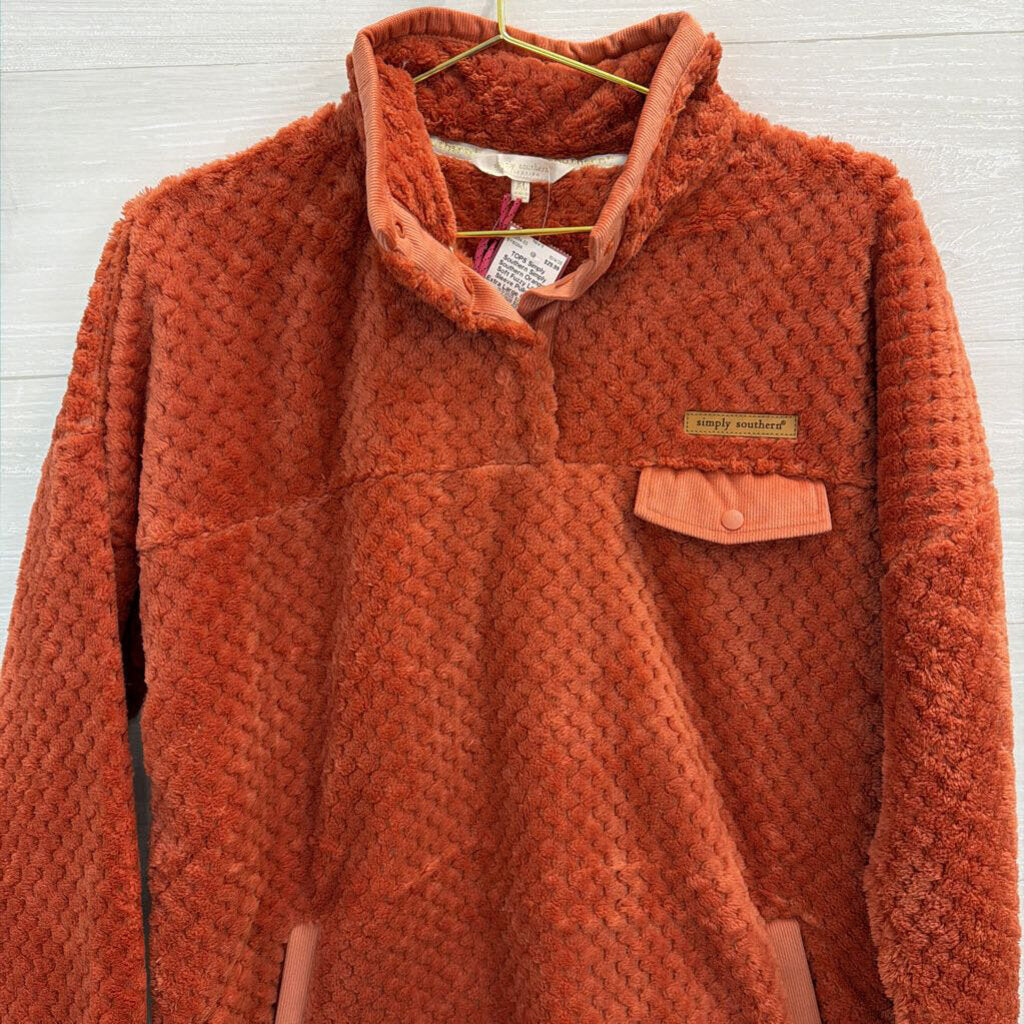 Simply Southern Orange Soft Fuzzy Long Sleeve Pullover Extra Large