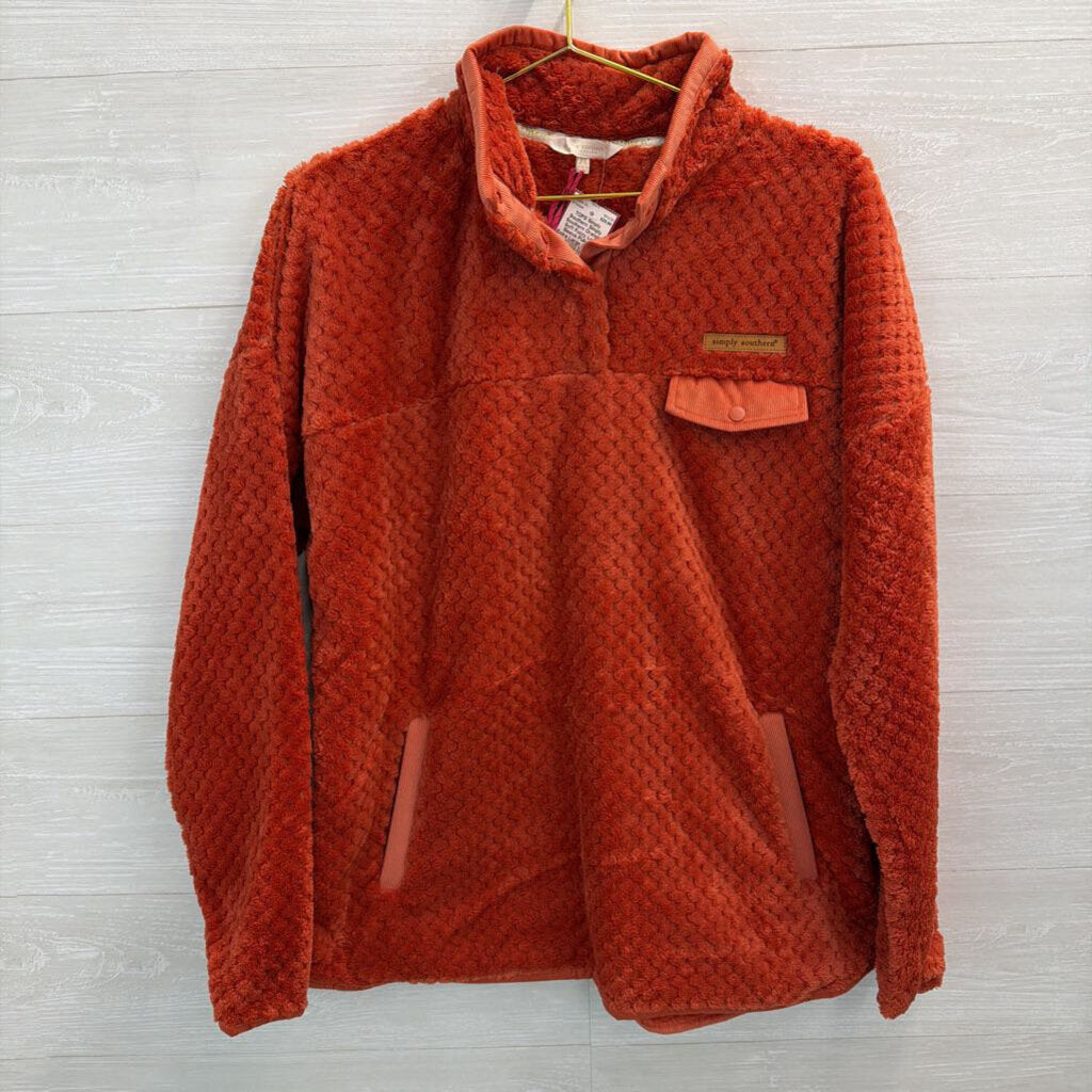 Simply Southern Orange Soft Fuzzy Long Sleeve Pullover Extra Large