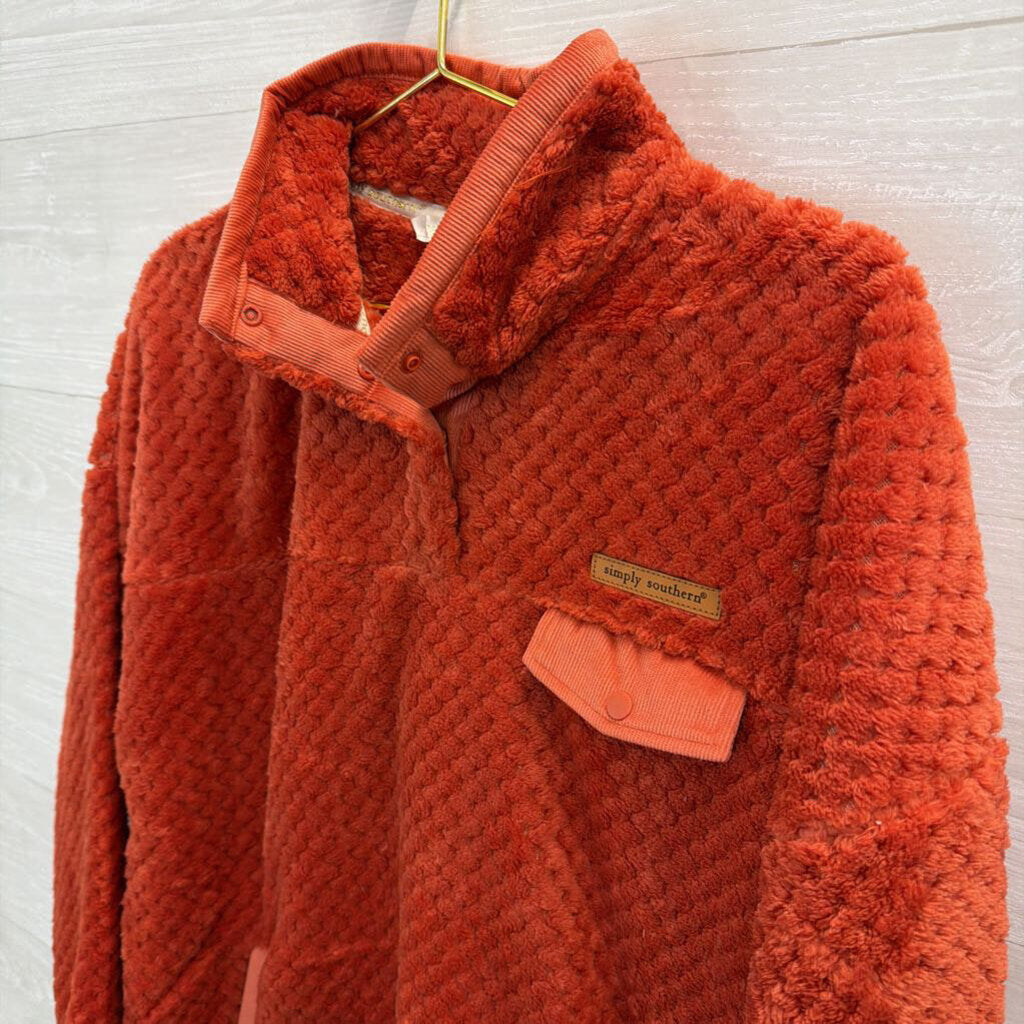Simply Southern Orange Soft Fuzzy Long Sleeve Pullover Extra Large