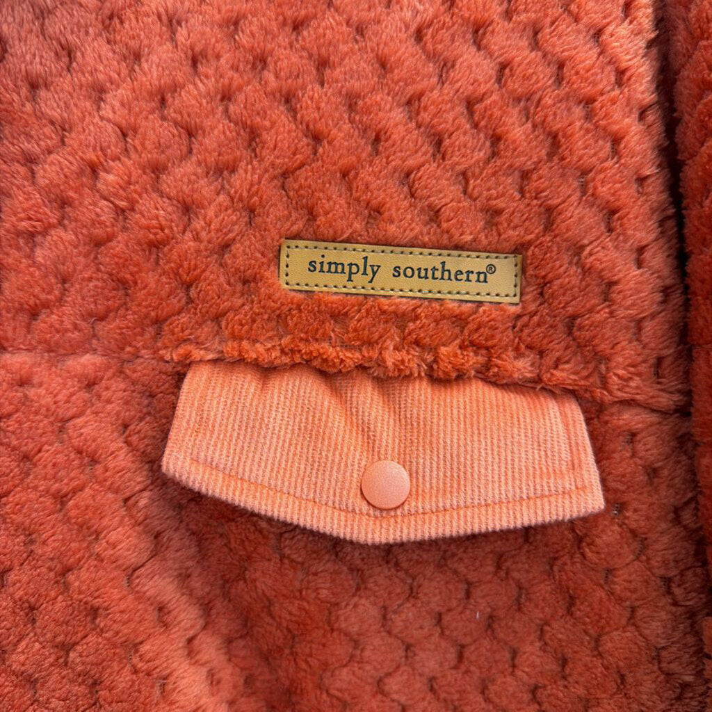 Simply Southern Orange Soft Fuzzy Long Sleeve Pullover Extra Large