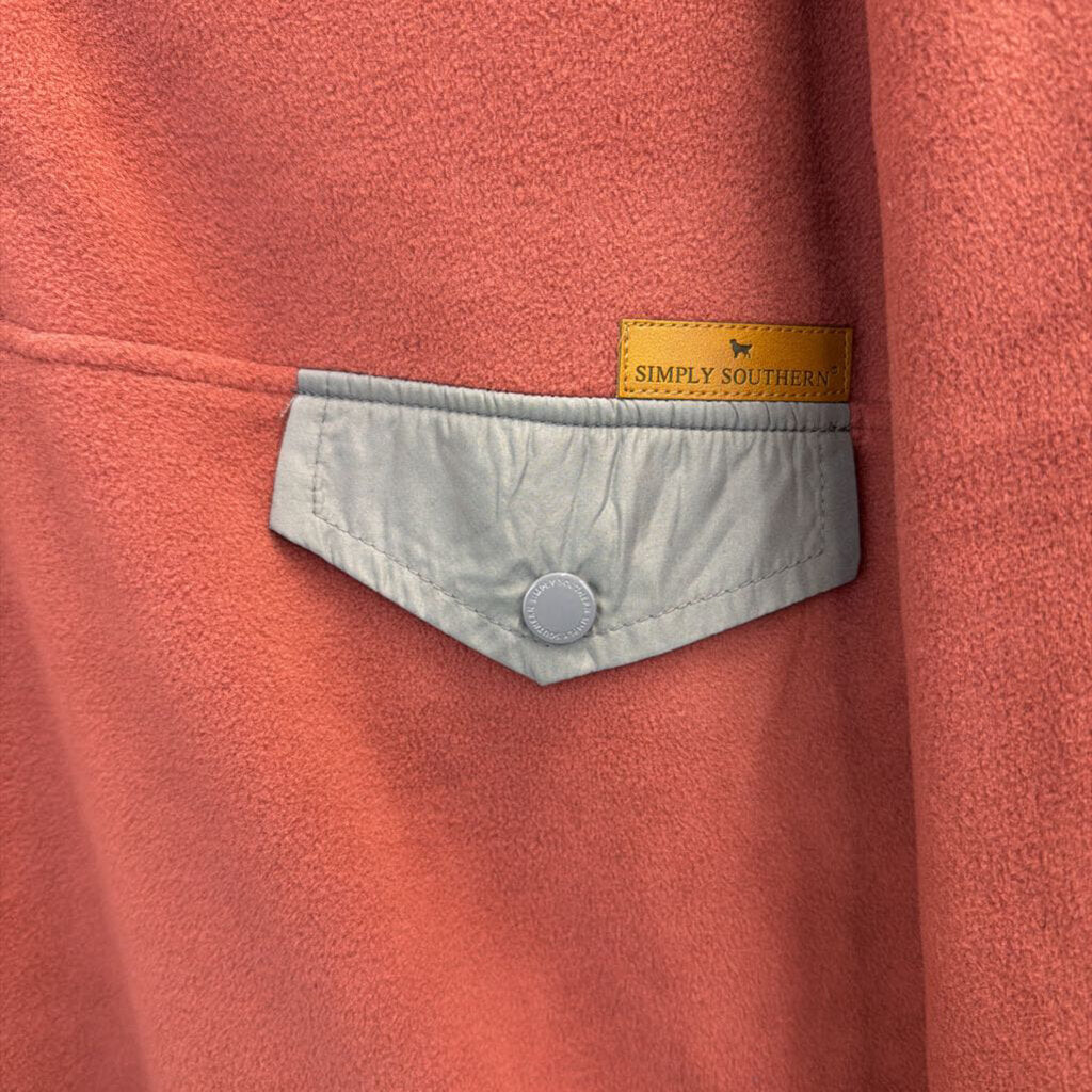 Simply Southern Orange/ Grey Fleece Long Sleeve Pullover Extra Large