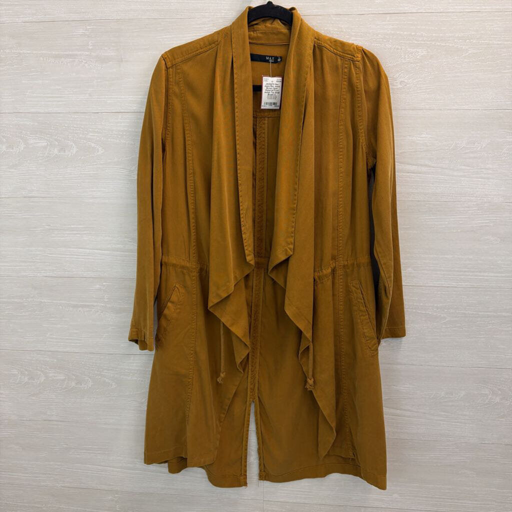 Max Jeans Brown Open Waterfall Front Jacket Top Small