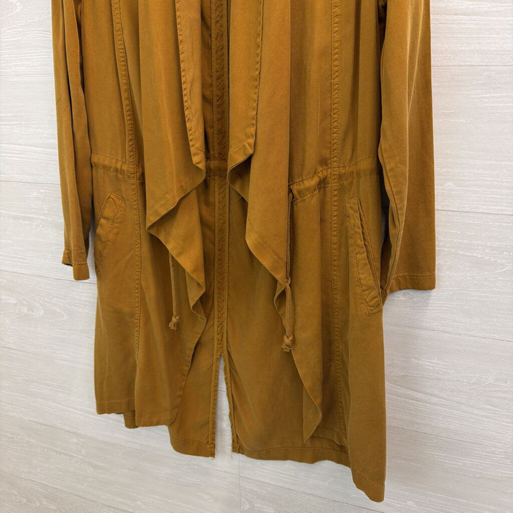 Max Jeans Brown Open Waterfall Front Jacket Top Small