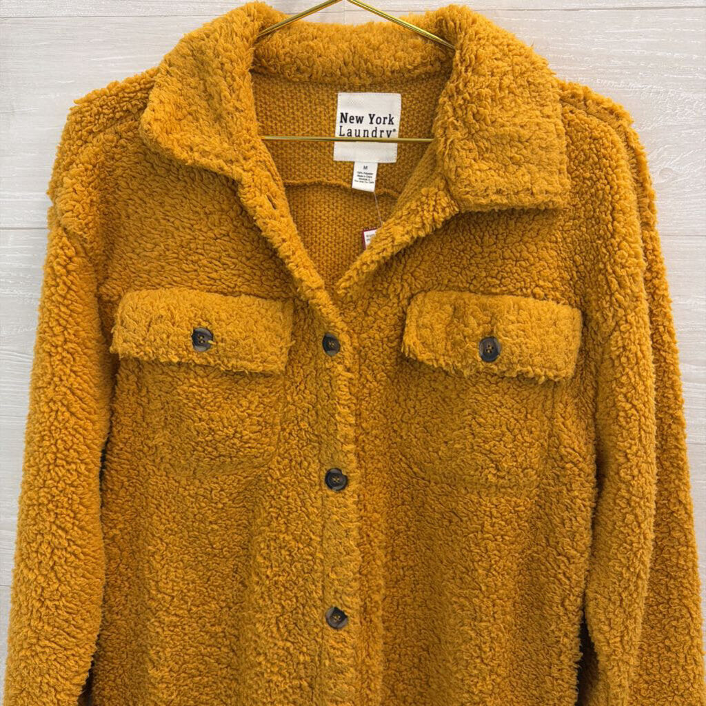 New York Laundry Golden Yellow Fuzzy Sherpa Shacket Medium