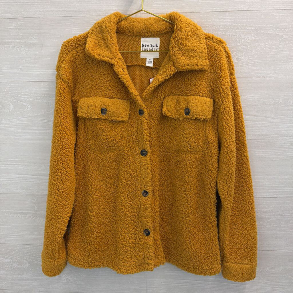 New York Laundry Golden Yellow Fuzzy Sherpa Shacket Medium