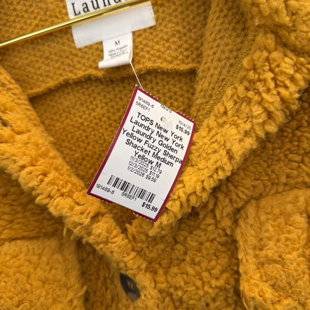 New York Laundry Golden Yellow Fuzzy Sherpa Shacket Medium