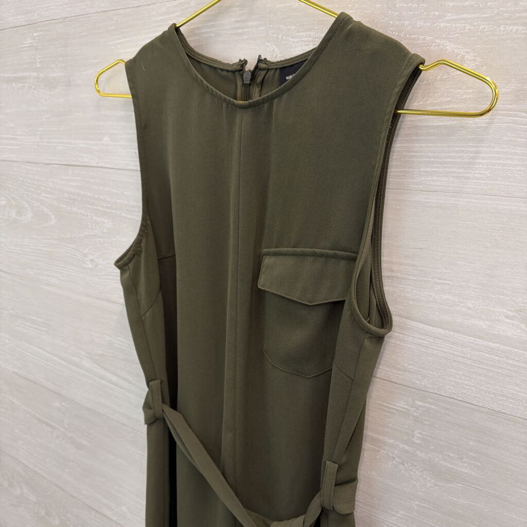 Who What Wear Green Sleeveless Tie Waist Midi Dress Extra Small