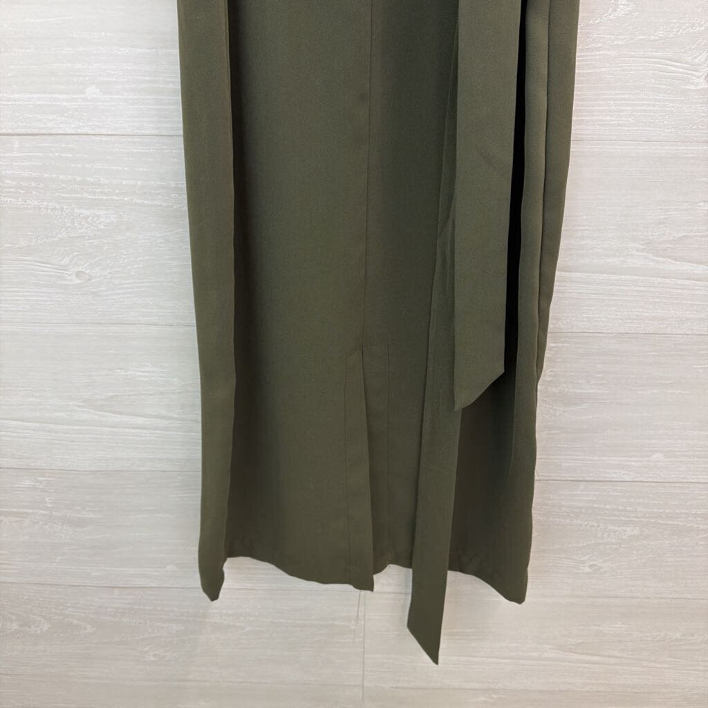 Who What Wear Green Sleeveless Tie Waist Midi Dress Extra Small