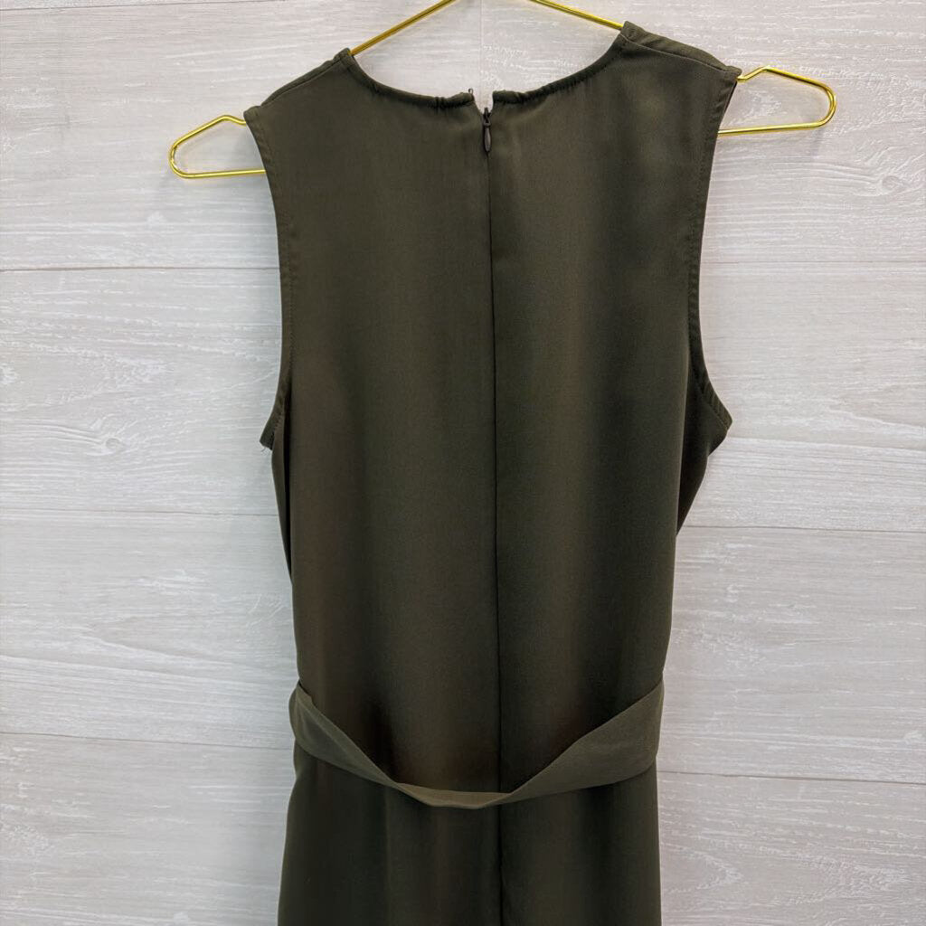 Who What Wear Green Sleeveless Tie Waist Midi Dress Extra Small