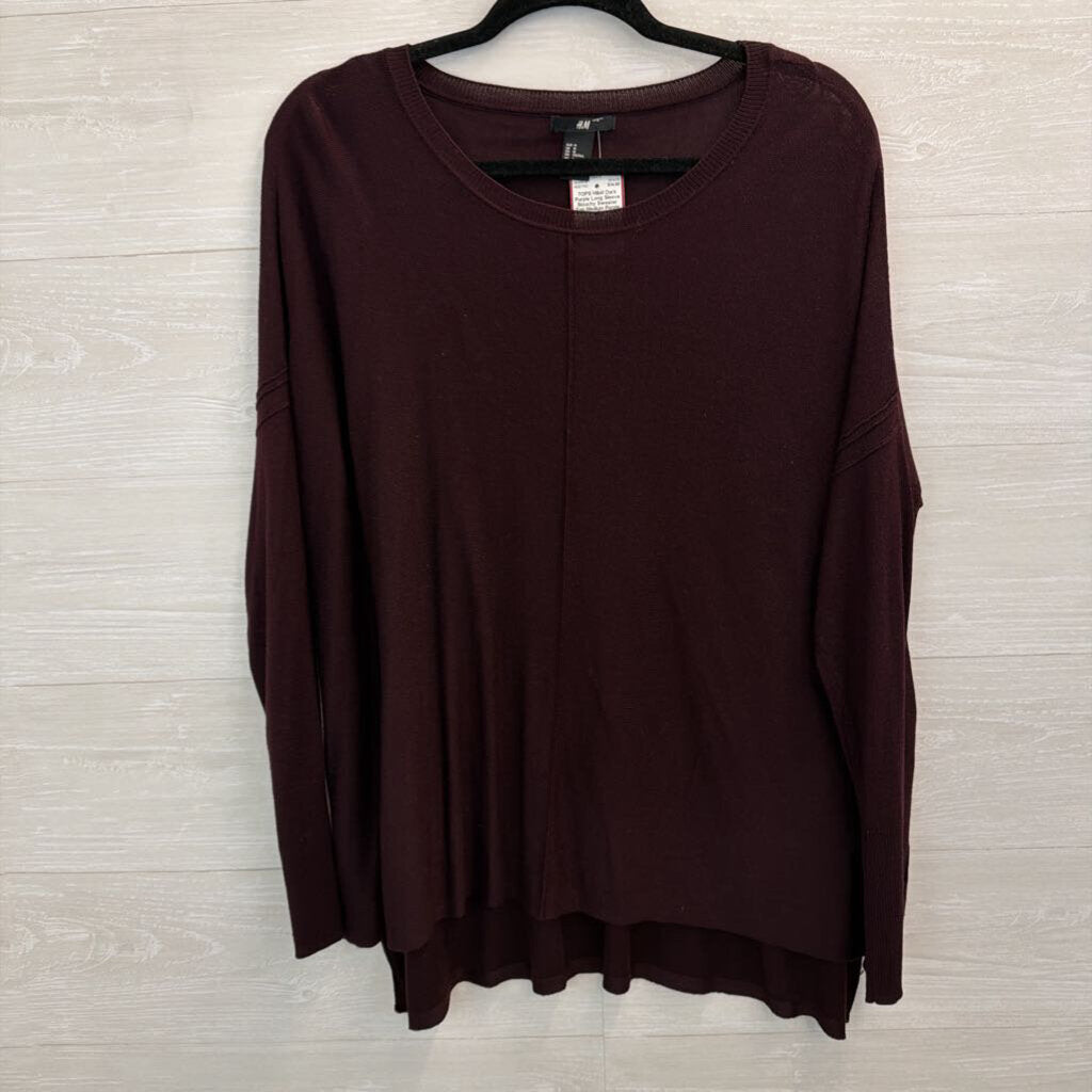 Dark Purple Long Sleeve Slouchy Sweater Top Medium