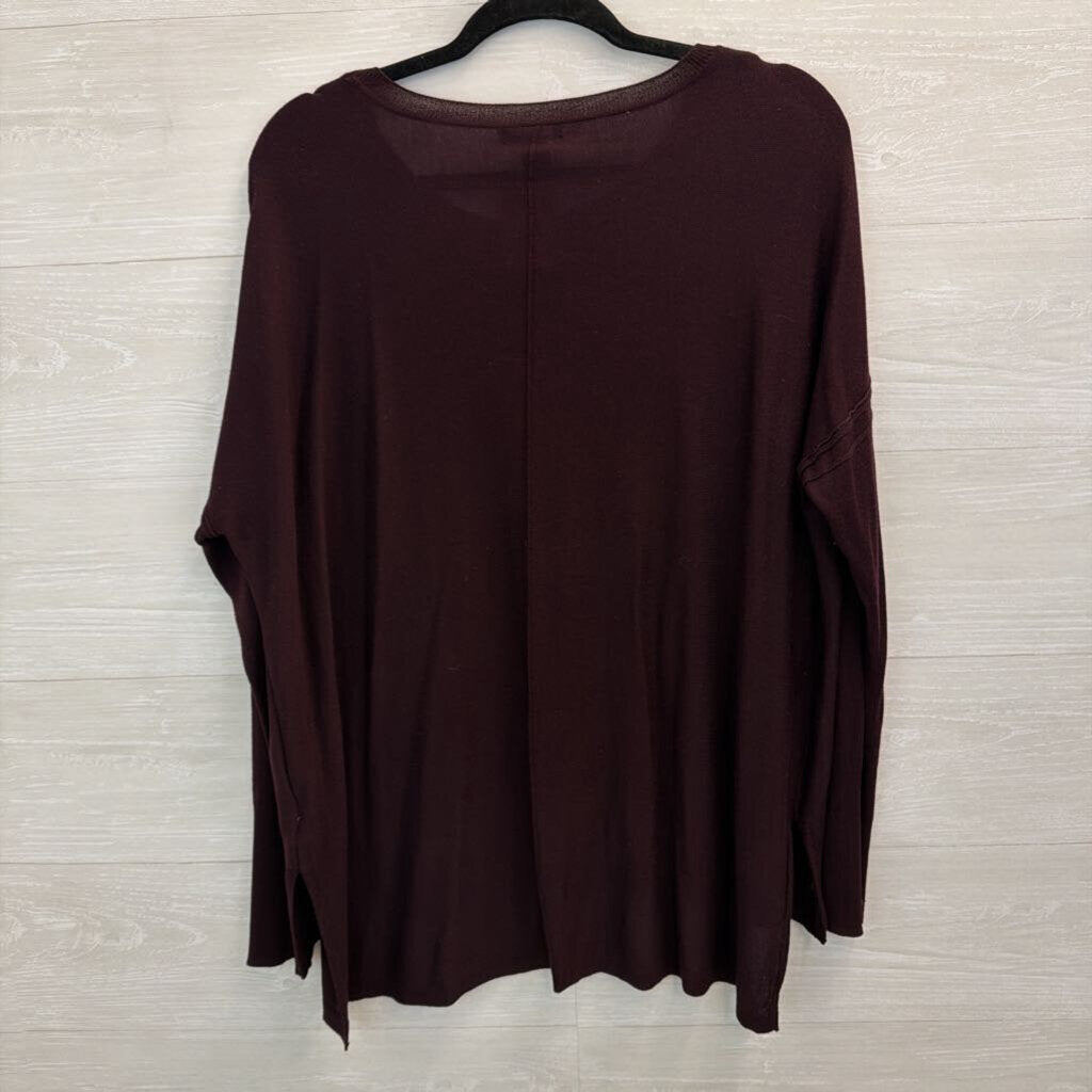 Dark Purple Long Sleeve Slouchy Sweater Top Medium