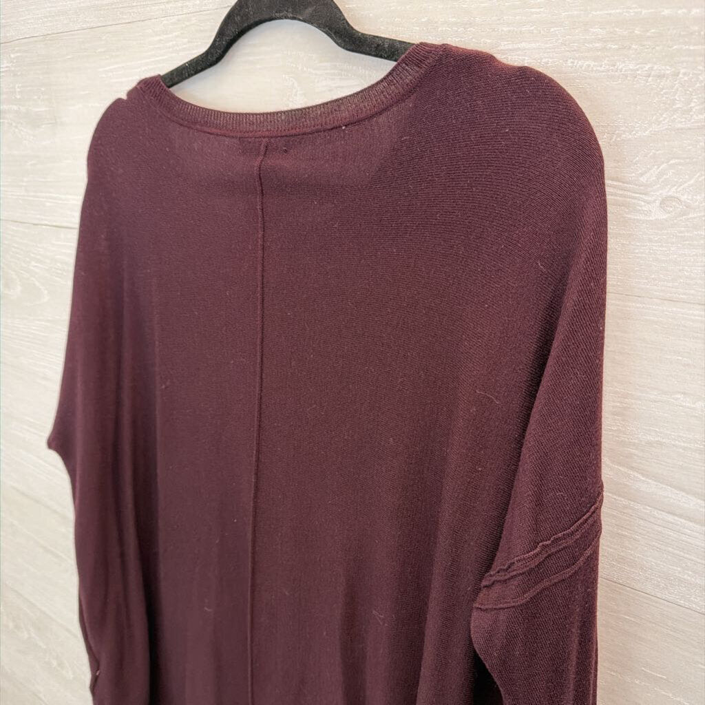 Dark Purple Long Sleeve Slouchy Sweater Top Medium