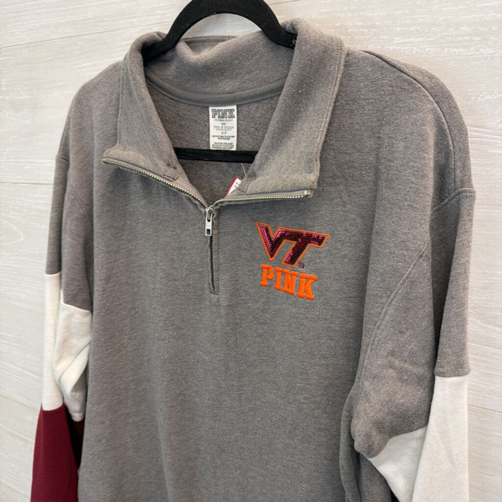 Pink Grey/ Multi Sequin Virginia Tech Pullover Small