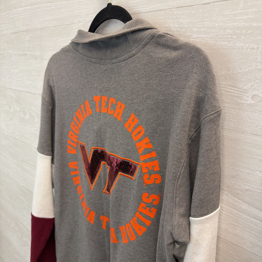 Pink Grey/ Multi Sequin Virginia Tech Pullover Small