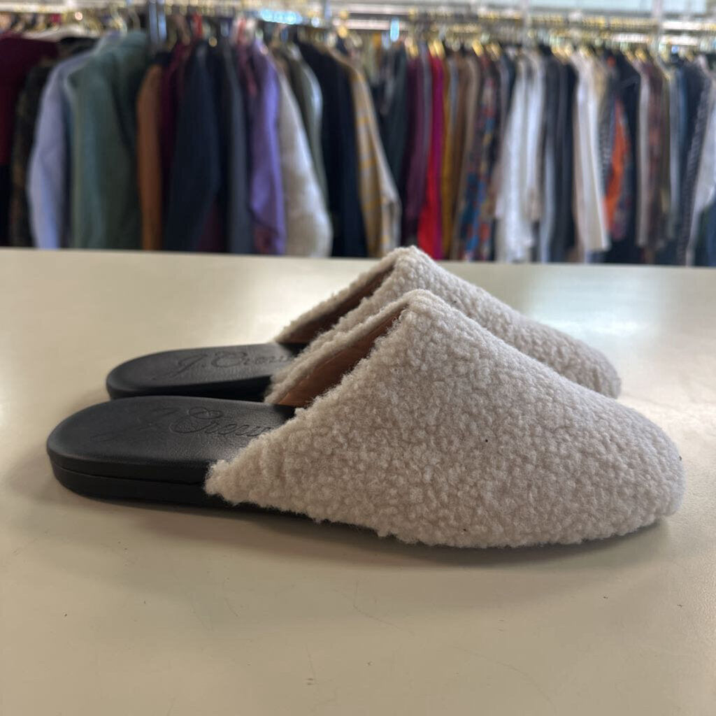 J Crew Dusty Ivory Faux Shearling Mules 9