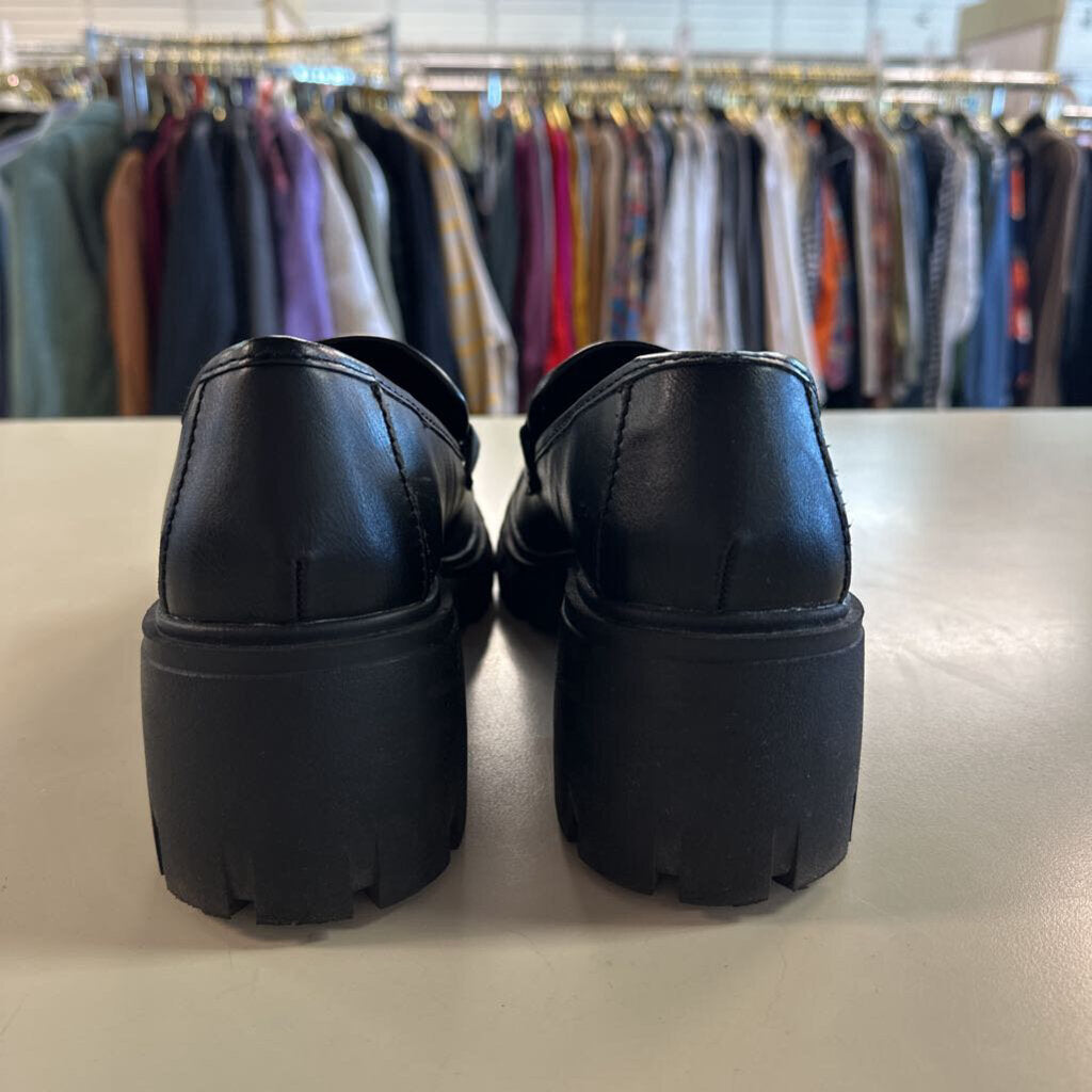 Madden Girl Black Hoxtonn Chunky Platform Loafers 9