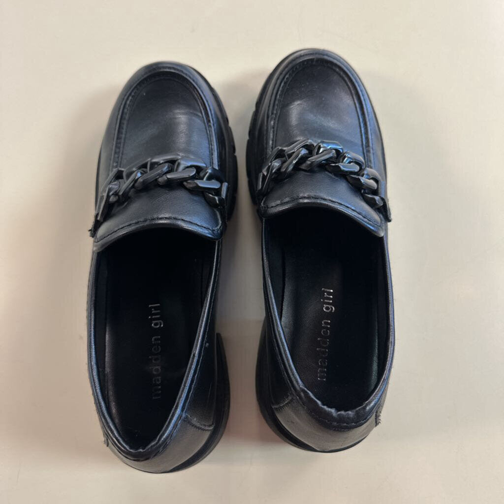 Madden Girl Black Hoxtonn Chunky Platform Loafers 9