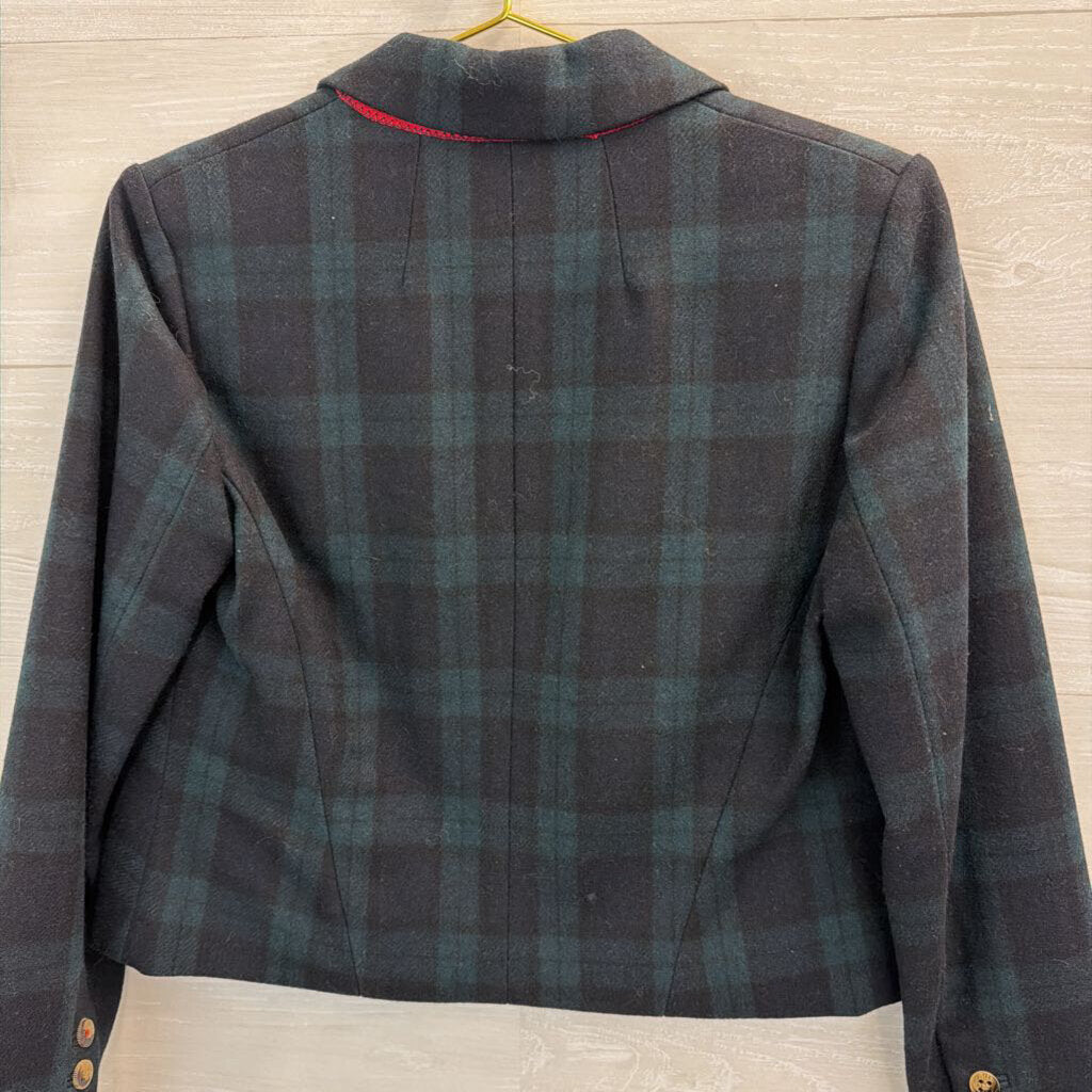 Cartonnier Navy/ Green Plaid Wool Blend Blazer Jacket 4