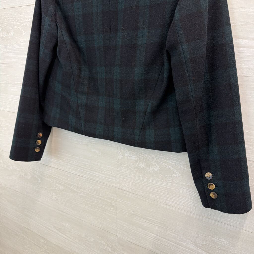 Cartonnier Navy/ Green Plaid Wool Blend Blazer Jacket 4