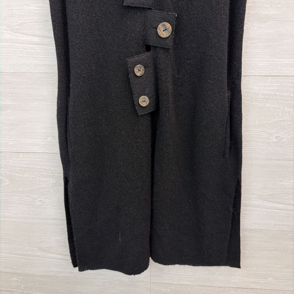 Beyond Threads Black Knit Button Front Sleeveless Dress Small