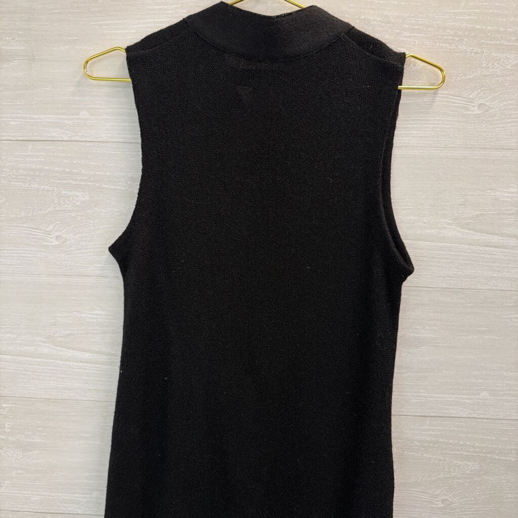 Beyond Threads Black Knit Button Front Sleeveless Dress Small