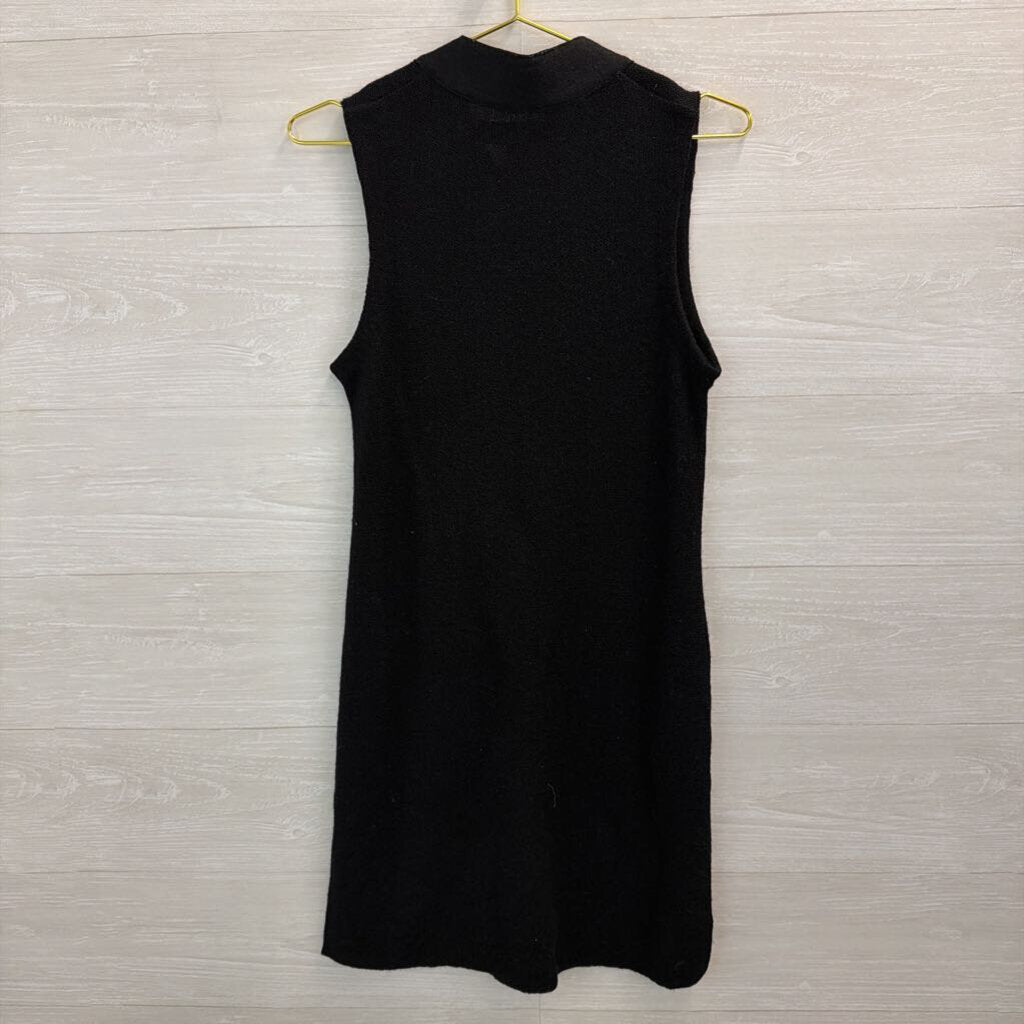 Beyond Threads Black Knit Button Front Sleeveless Dress Small