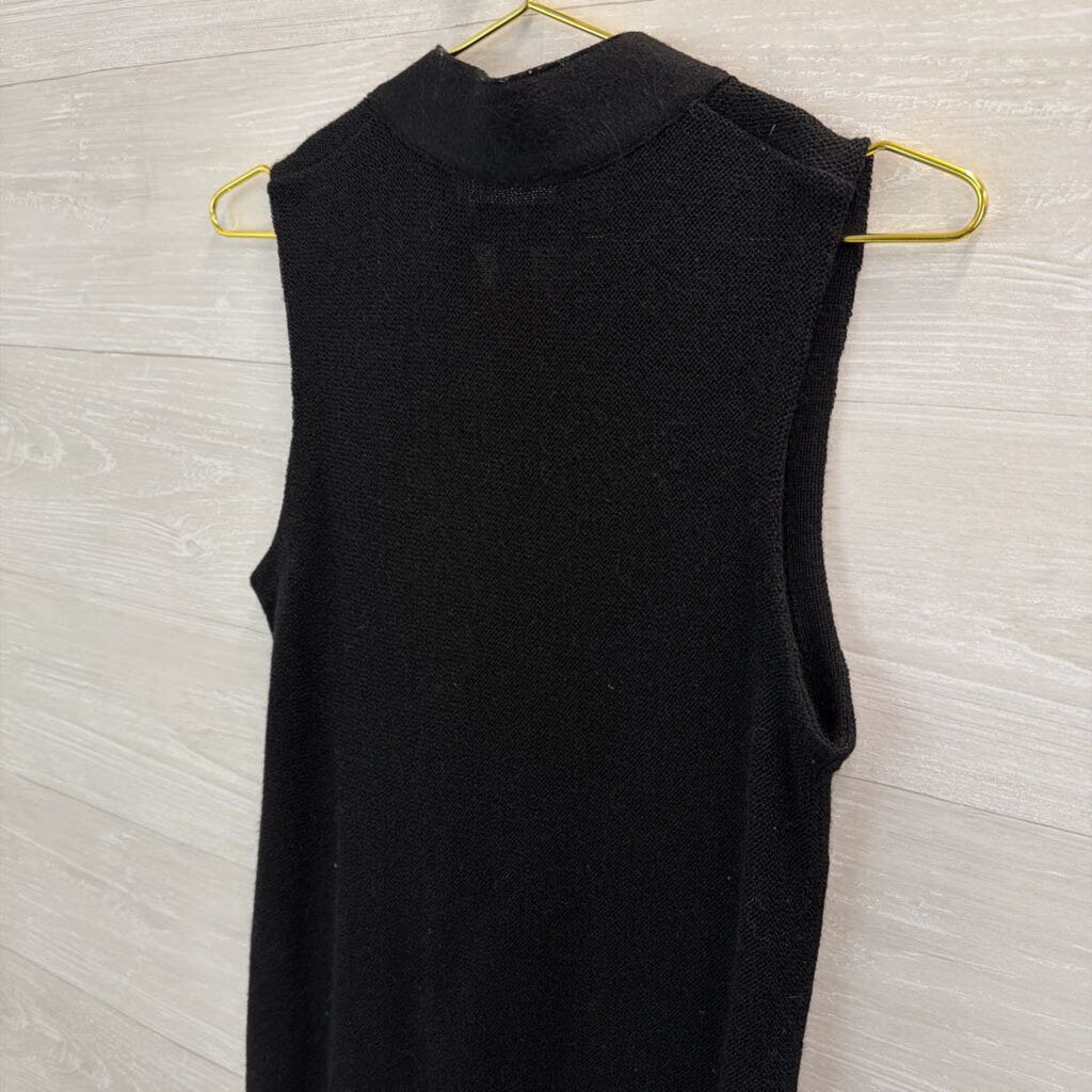 Beyond Threads Black Knit Button Front Sleeveless Dress Small