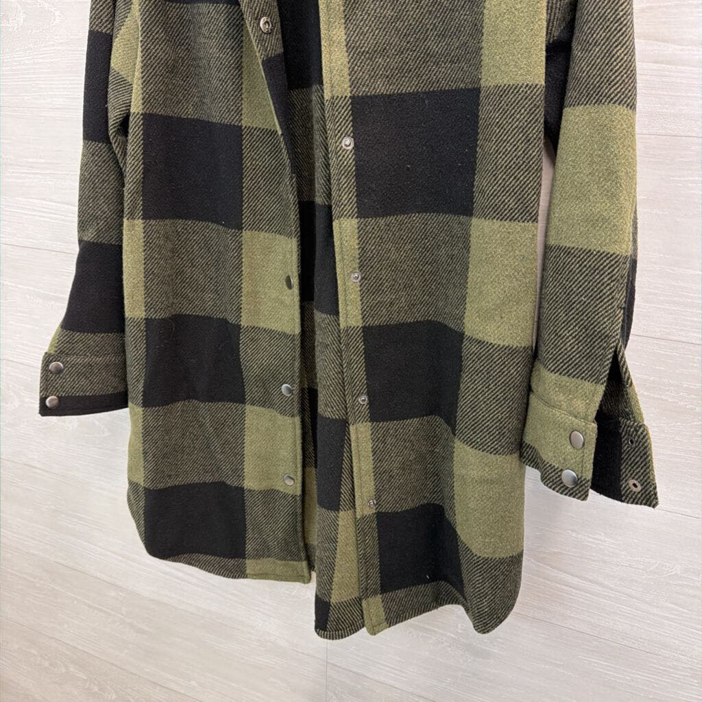 BB Dakota Green/ Black Gingham Long Shacket Extra Small