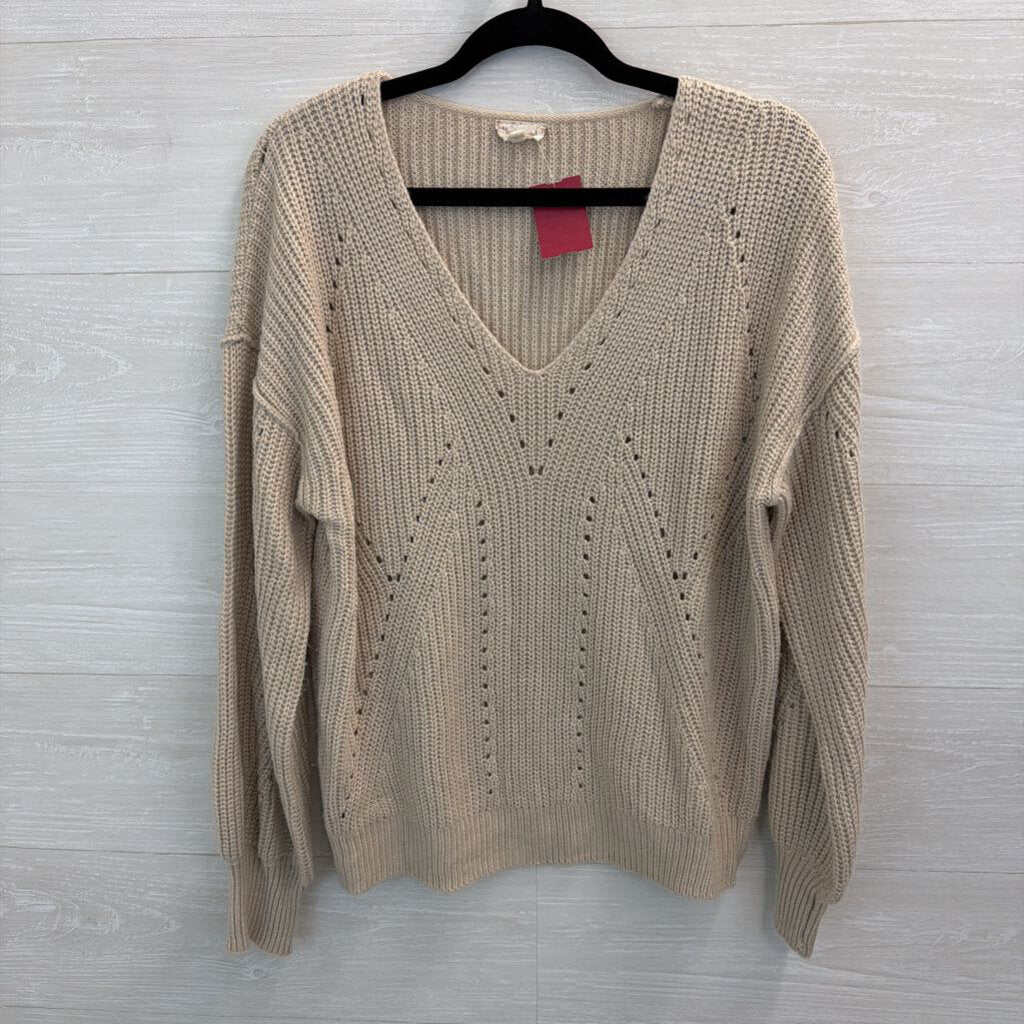 Hem and Thread Grey Knit Long Sleeve Sweater Top Large