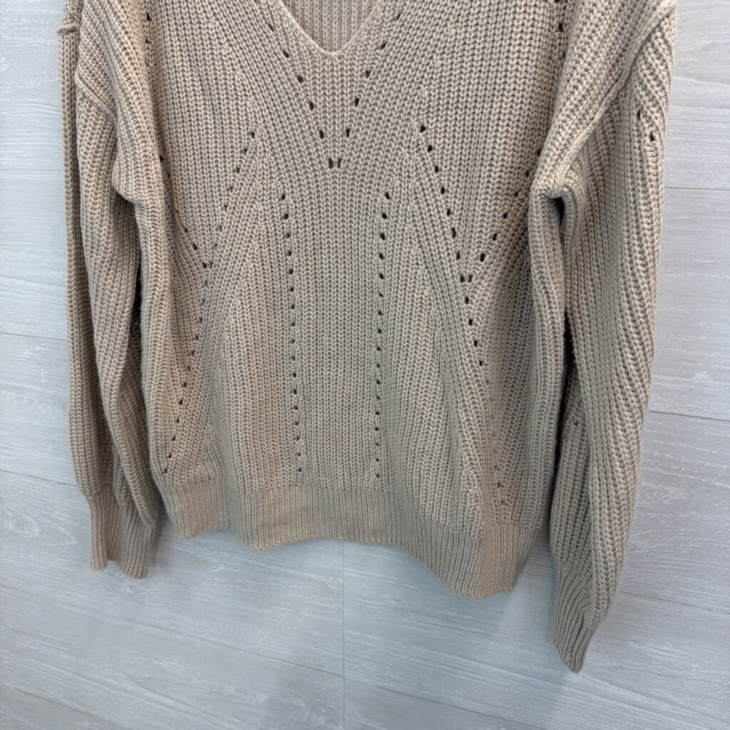 Hem and Thread Grey Knit Long Sleeve Sweater Top Large