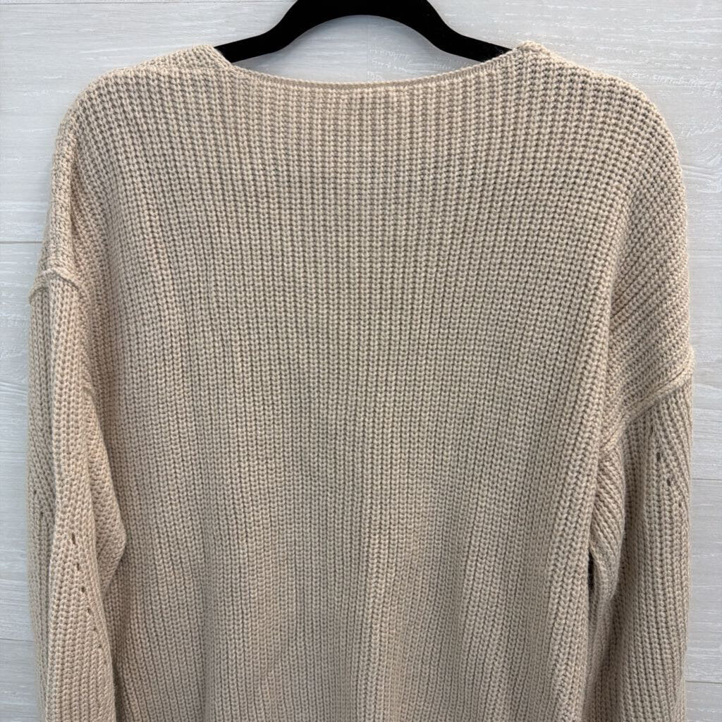 Hem and Thread Grey Knit Long Sleeve Sweater Top Large