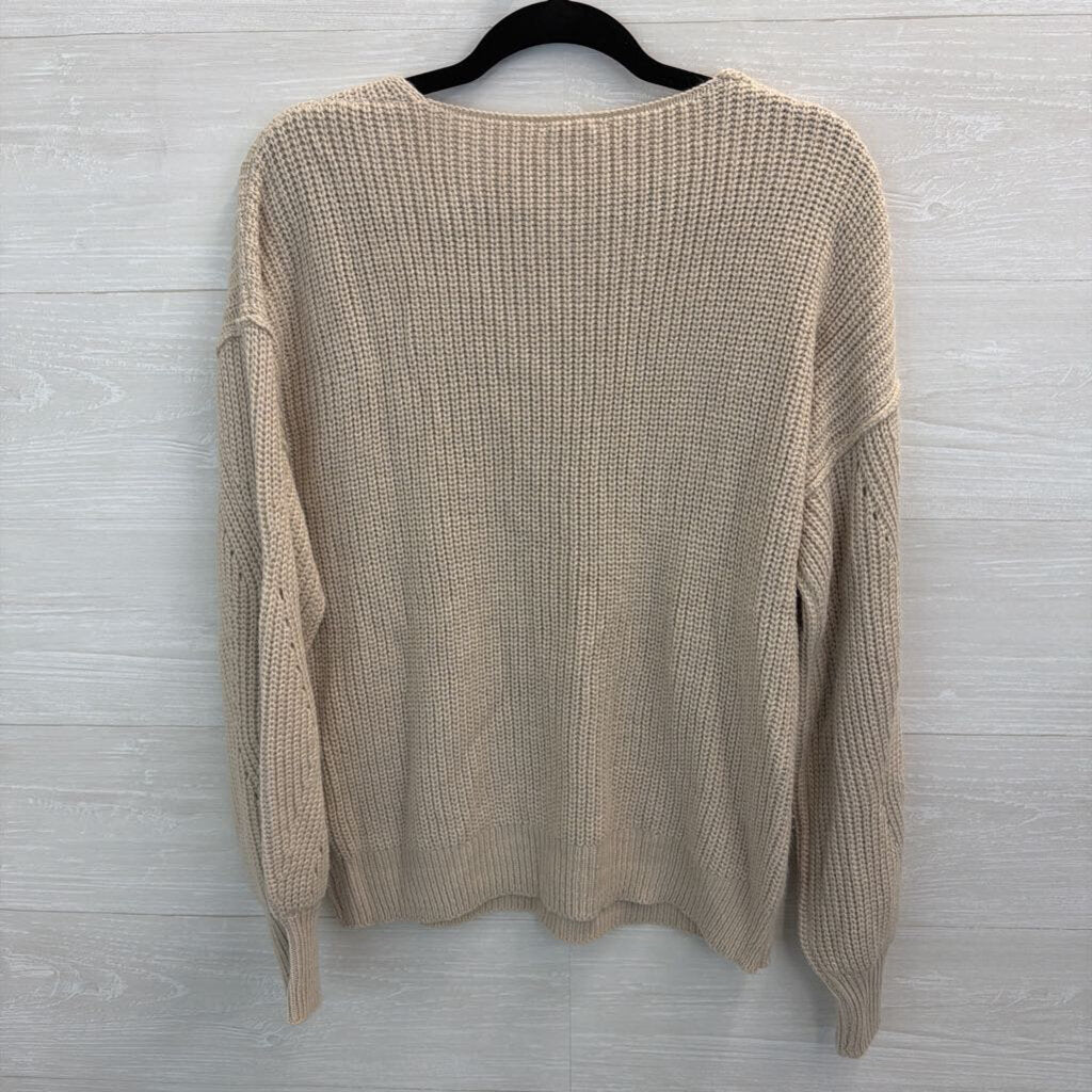 Hem and Thread Grey Knit Long Sleeve Sweater Top Large