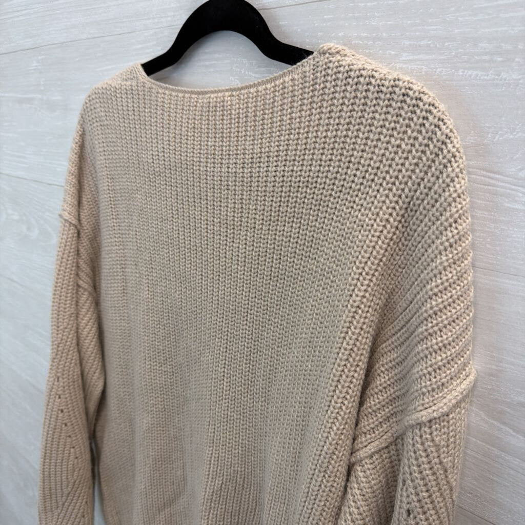 Hem and Thread Grey Knit Long Sleeve Sweater Top Large