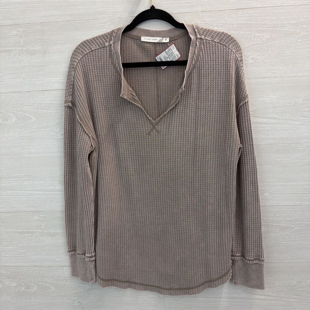 Altar'd State Purple Grey Waffle Knit Long Sleeve Top Medium