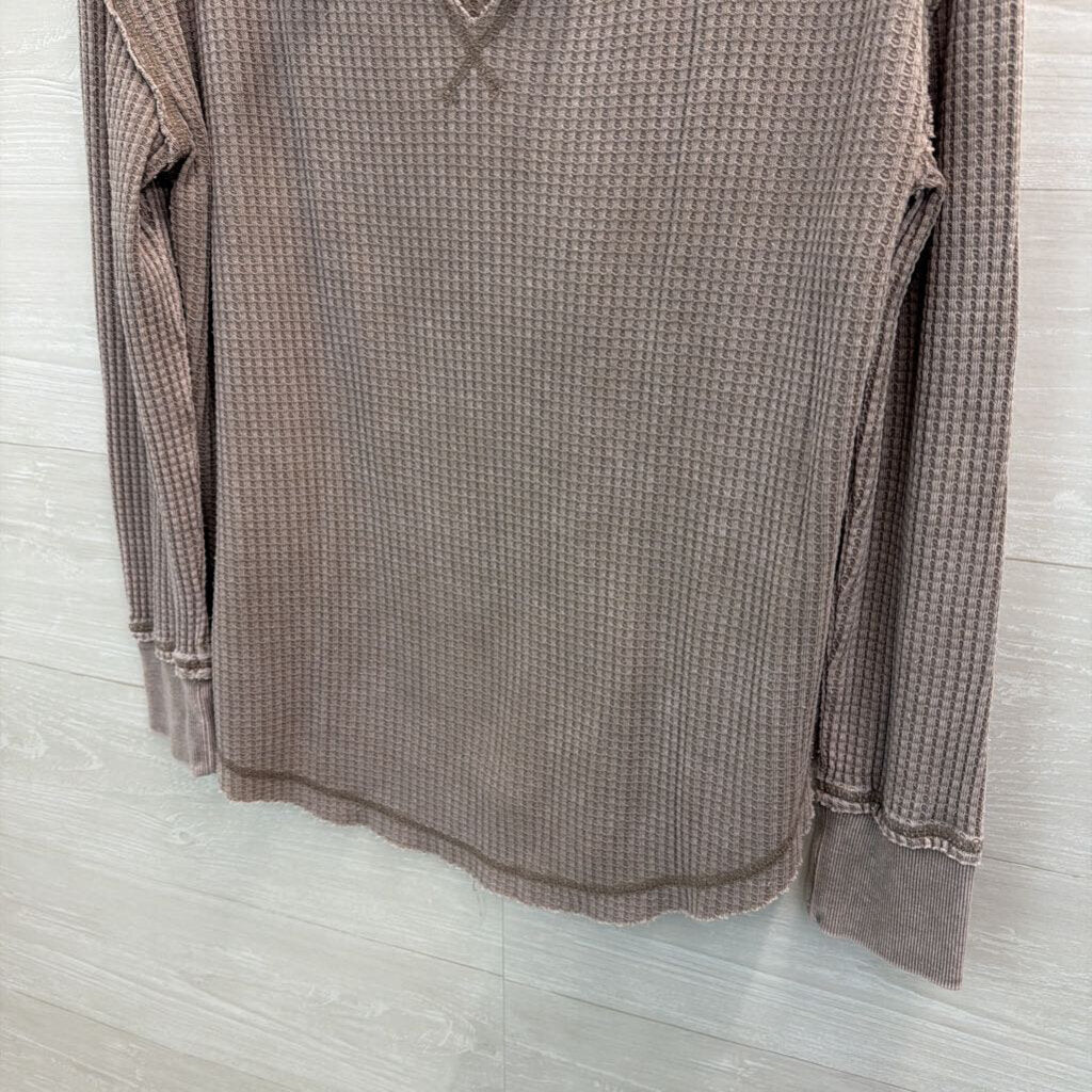 Altar'd State Purple Grey Waffle Knit Long Sleeve Top Medium