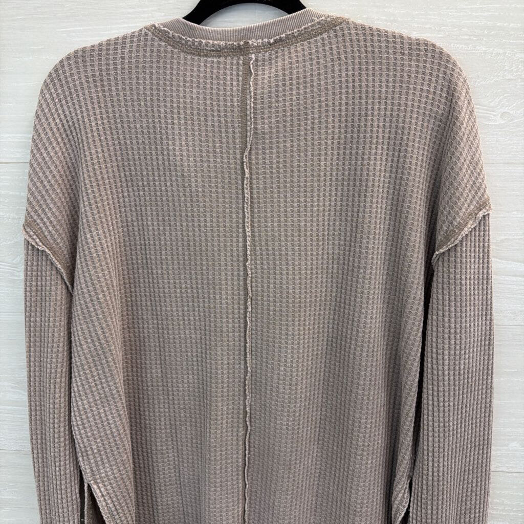 Altar'd State Purple Grey Waffle Knit Long Sleeve Top Medium