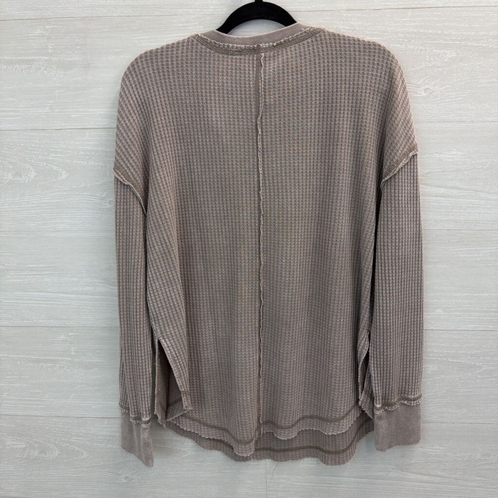 Altar'd State Purple Grey Waffle Knit Long Sleeve Top Medium