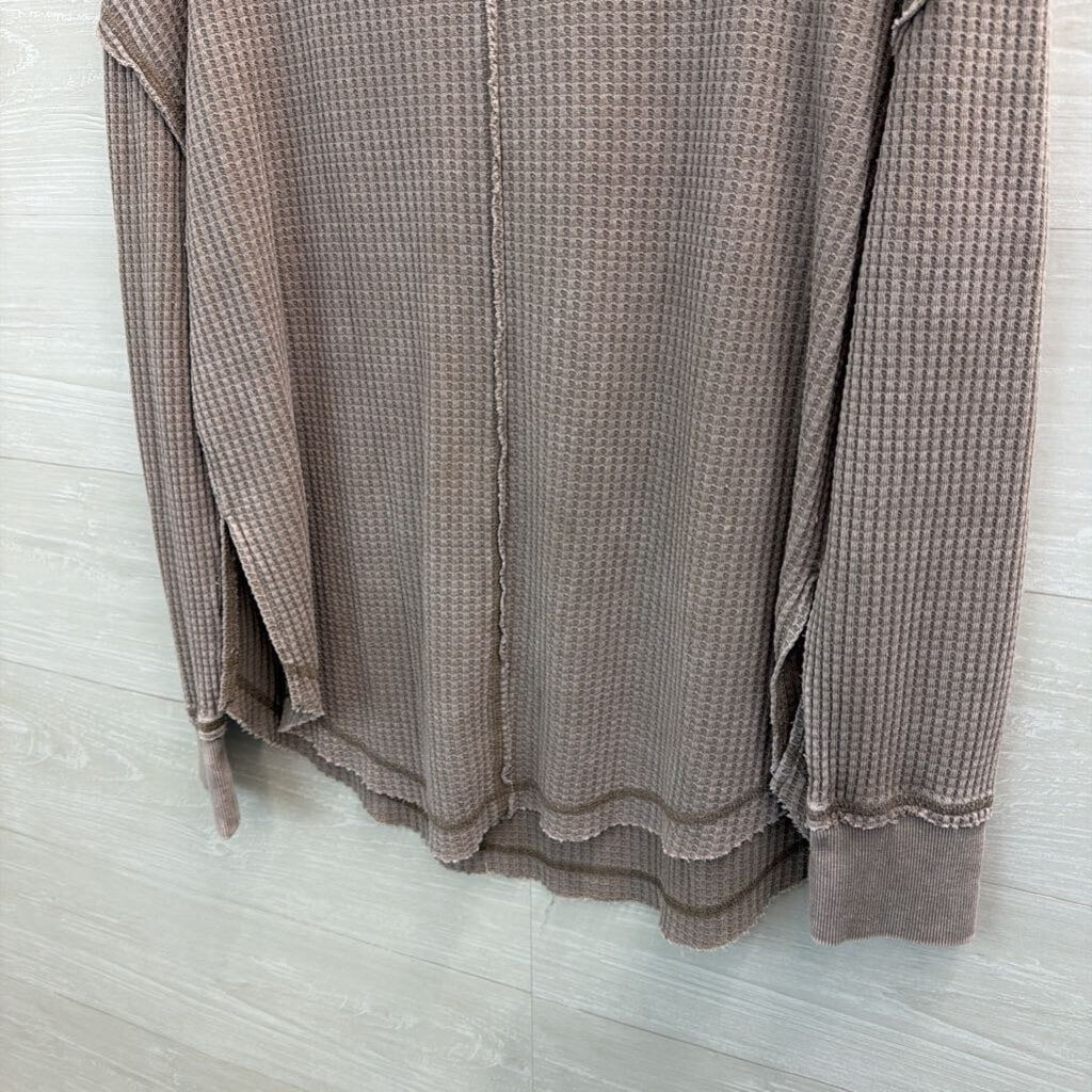 Altar'd State Purple Grey Waffle Knit Long Sleeve Top Medium