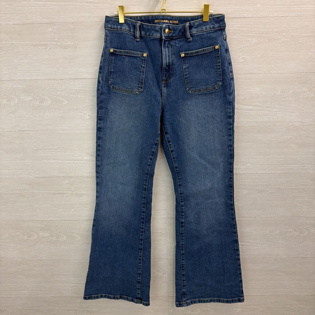 Michael Kors Medium Wash Flare Leg Jeans 8