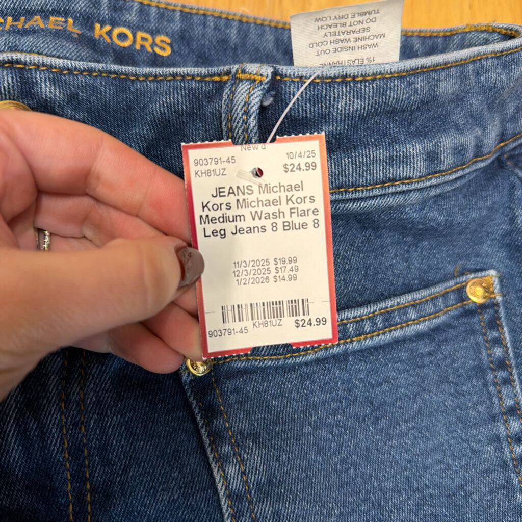 Michael Kors Medium Wash Flare Leg Jeans 8