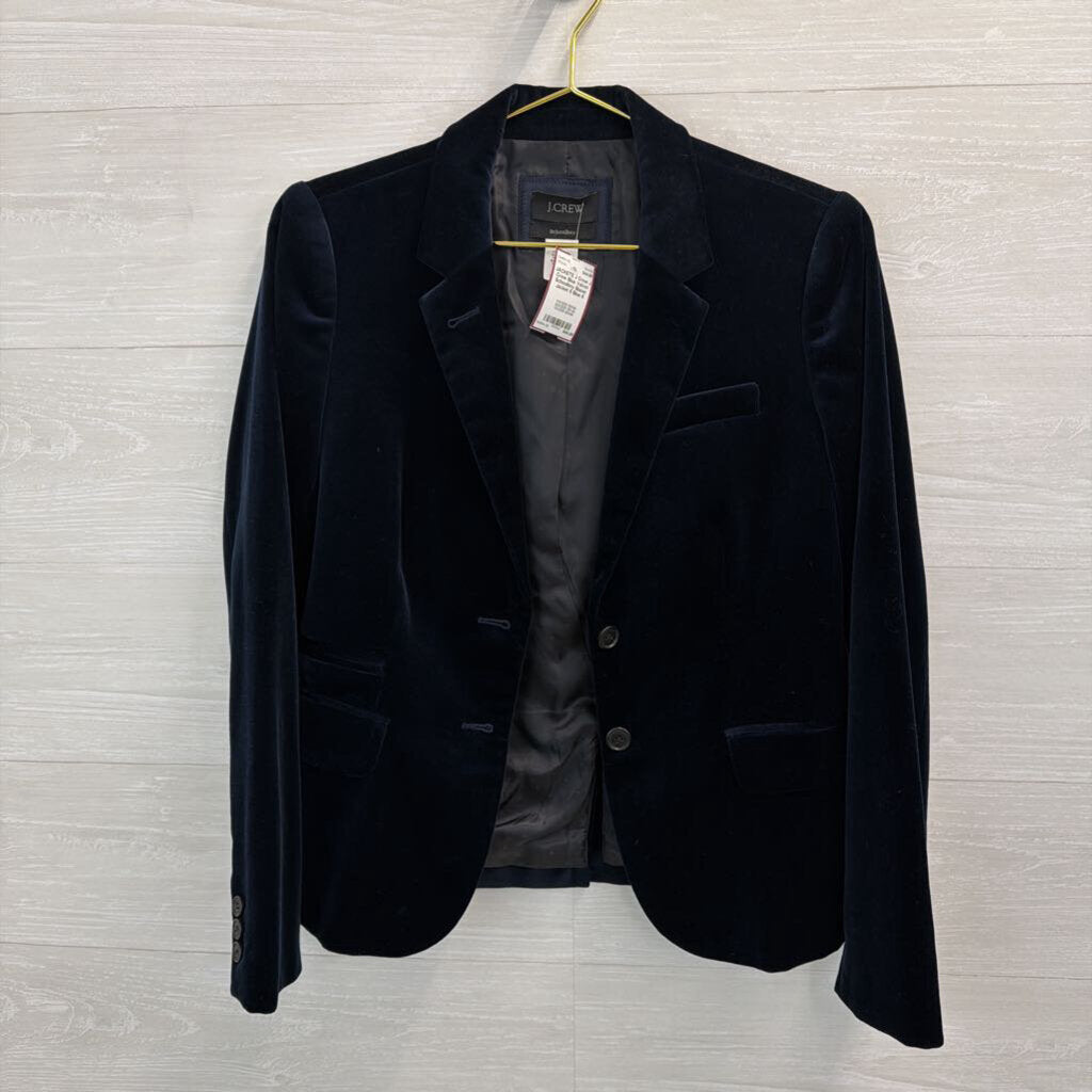 J Crew Blue Velvet Schoolboy Blazer Jacket 6
