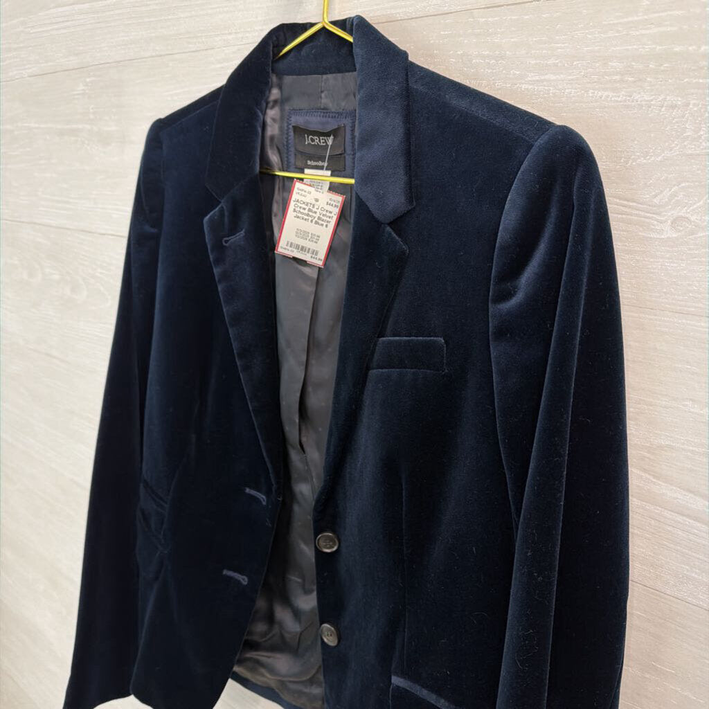 J Crew Blue Velvet Schoolboy Blazer Jacket 6