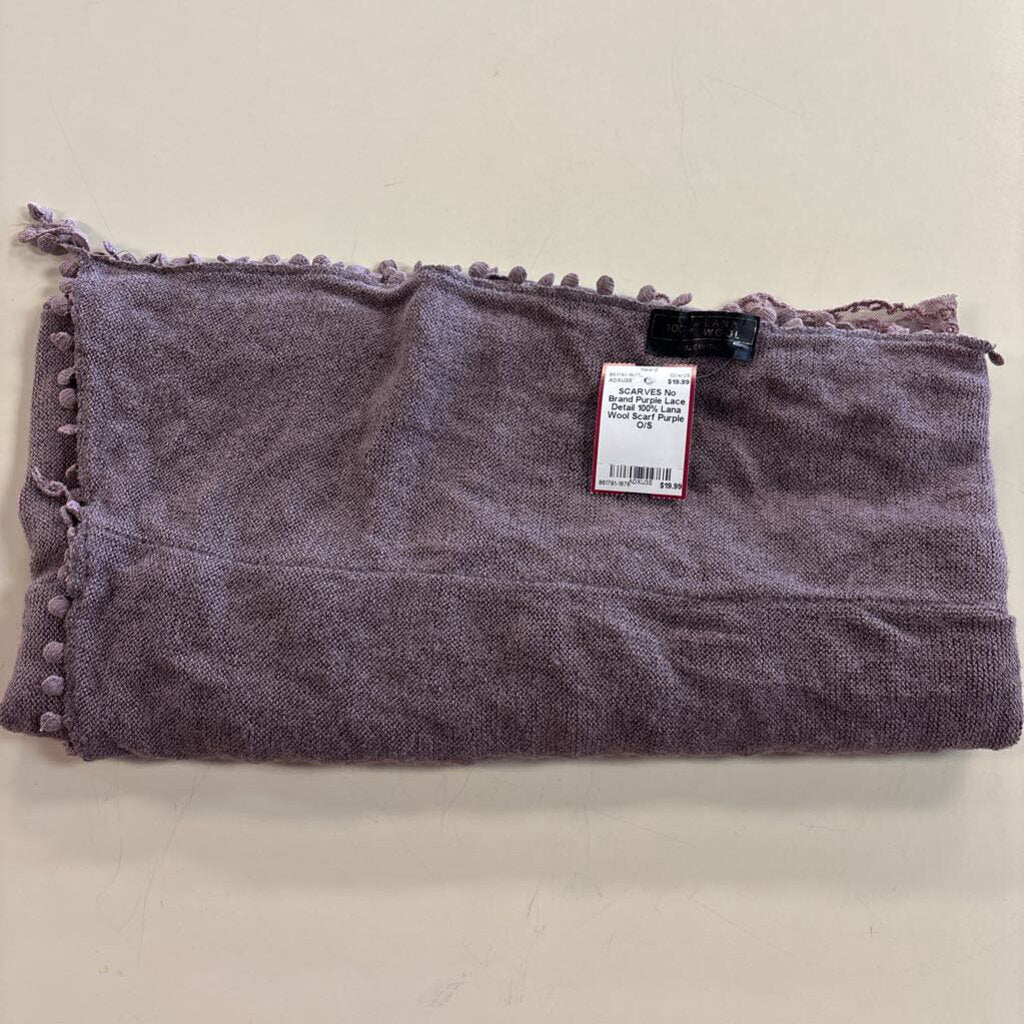 Purple Lace Detail 100% Lana Wool Scarf