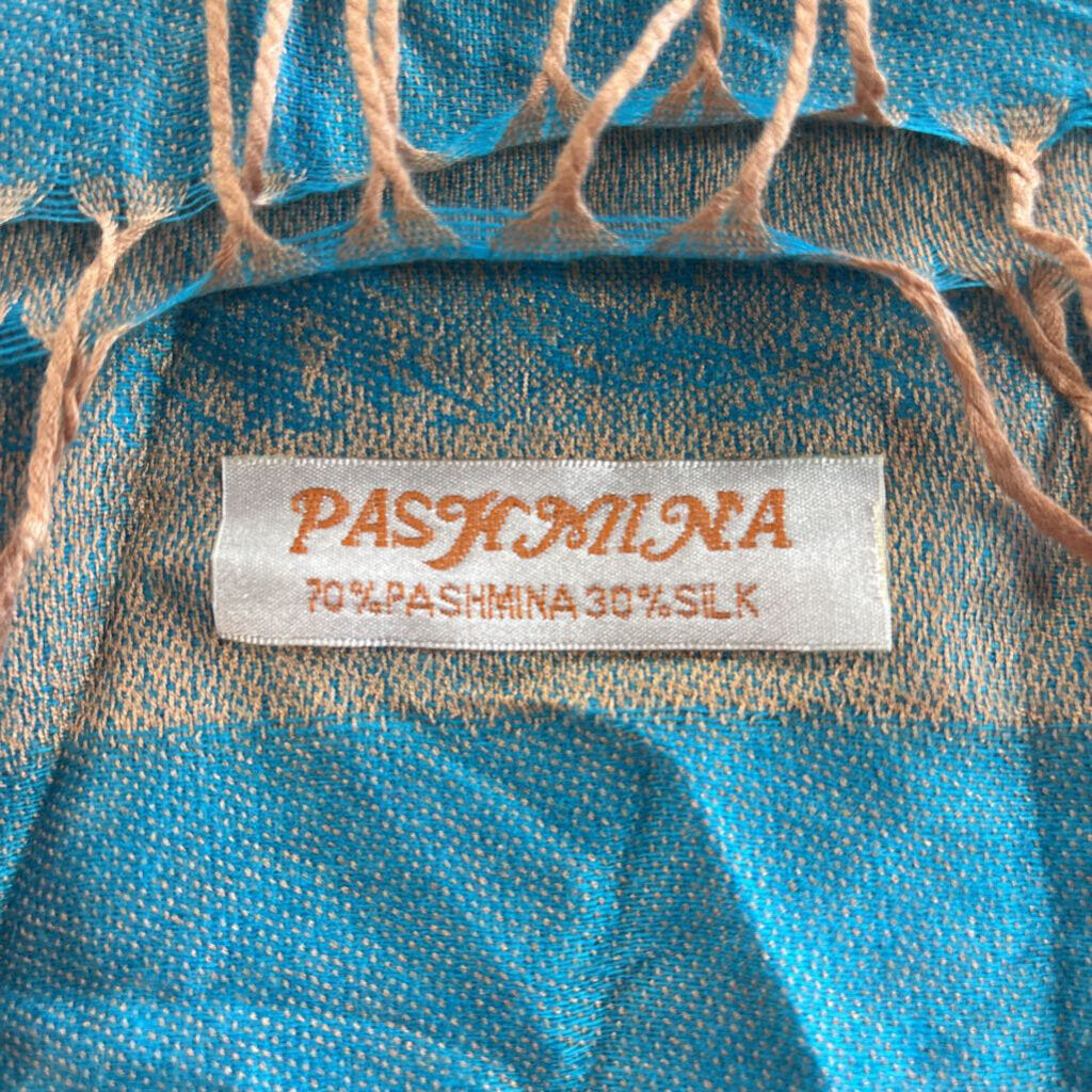 Bright Blue/ Gold Print Scarf