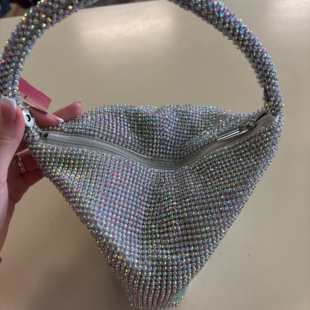 Jessica McClintock Silver Mesh Beaded Small Purse
