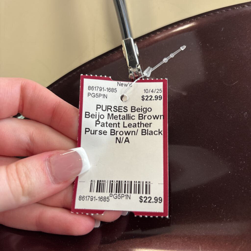 Beijo Metallic Brown Patent Leather Purse