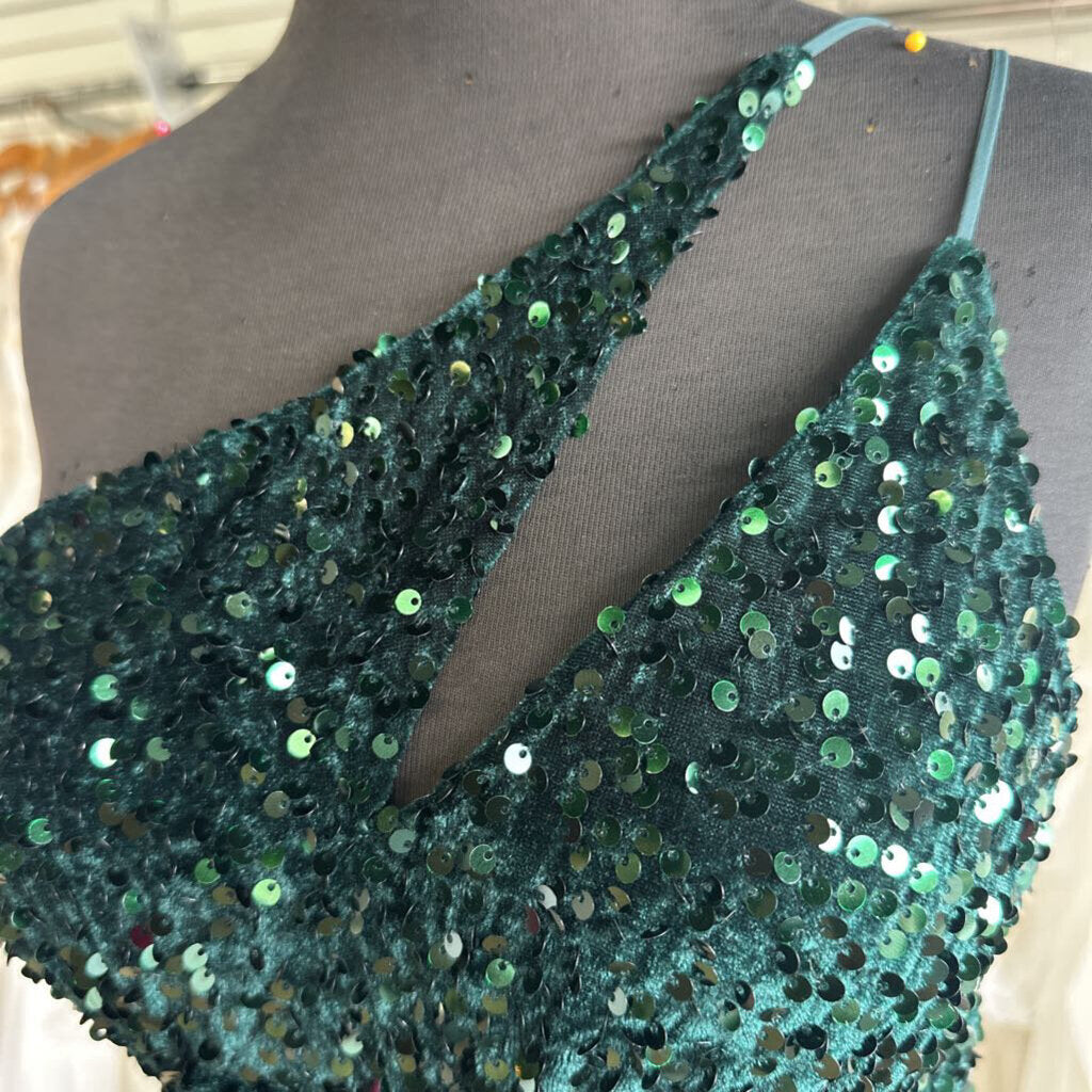 Hello Molly Green Sequin One Shoulder Short Formal Dress 4