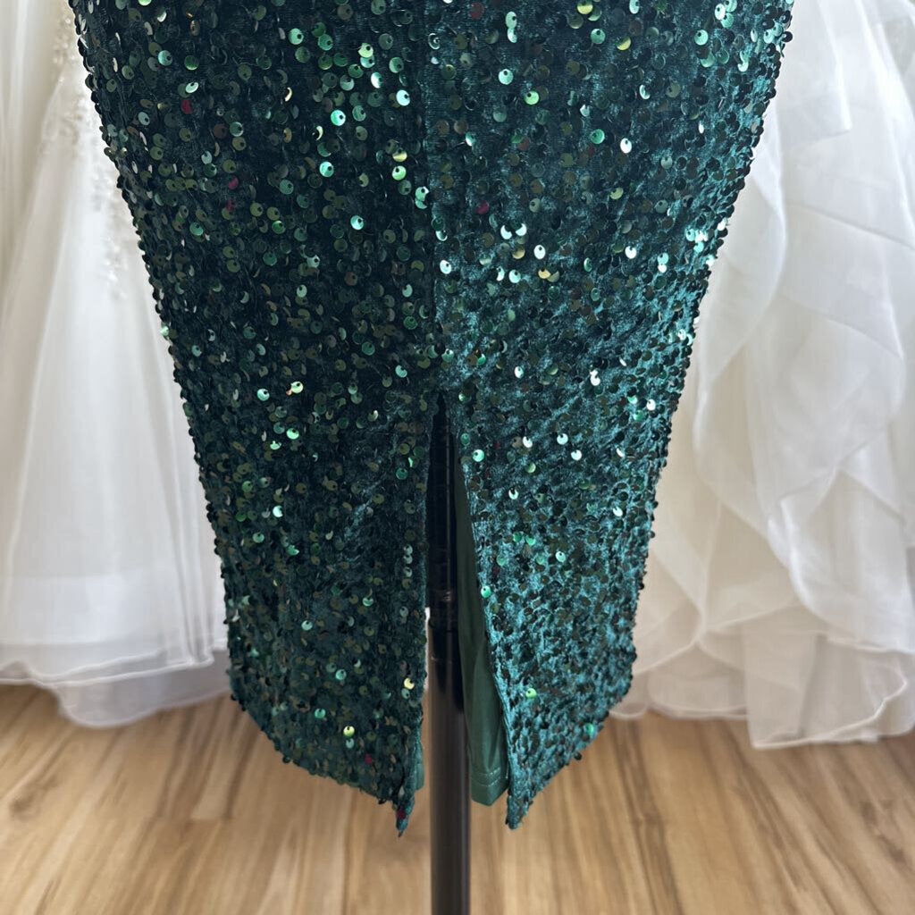 Hello Molly Green Sequin One Shoulder Short Formal Dress 4