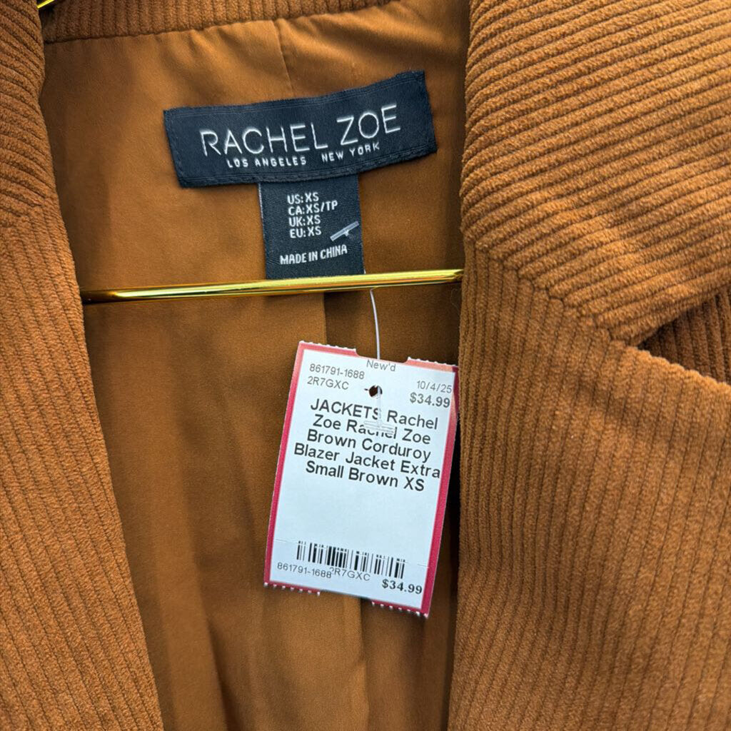 Rachel Zoe Brown Corduroy Blazer Jacket Extra Small