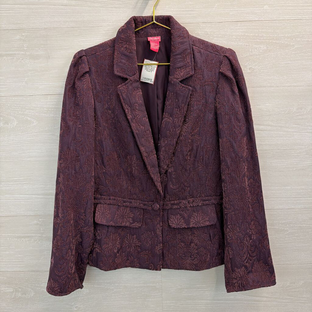 Du Vour Purple Tapestry Blazer Jacket Medium